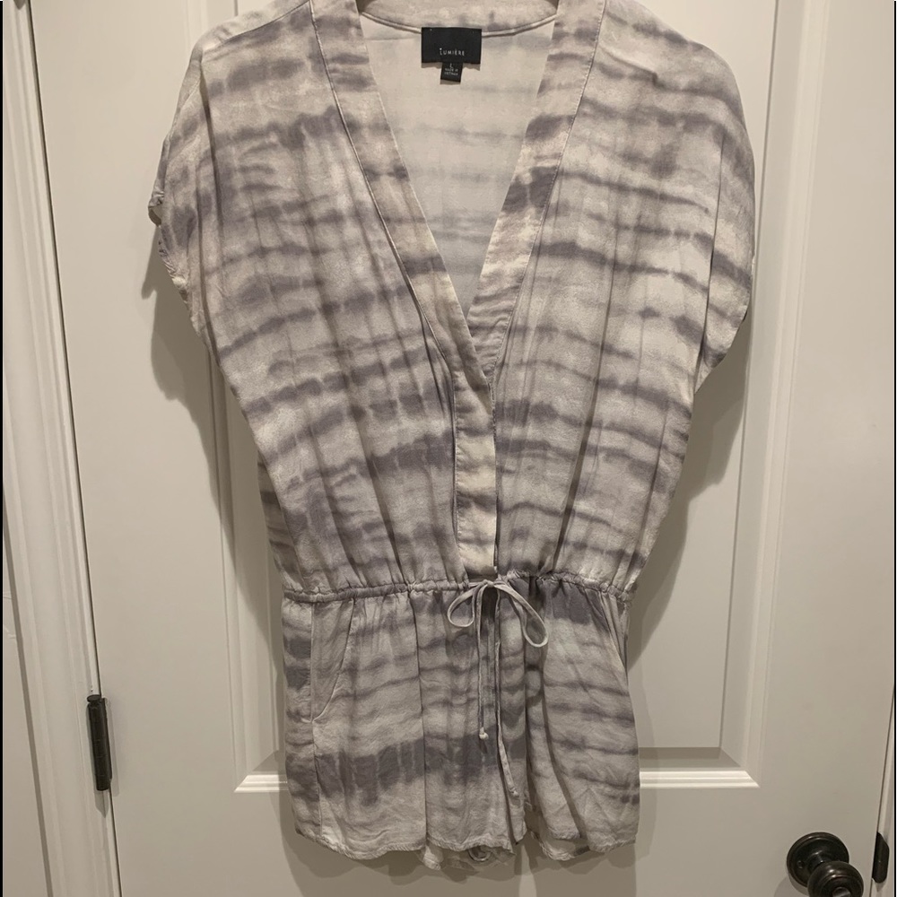 Lumiere shorts romper with drawstring waist